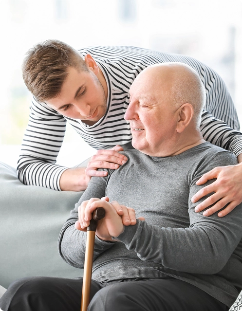 A son Checking on his father