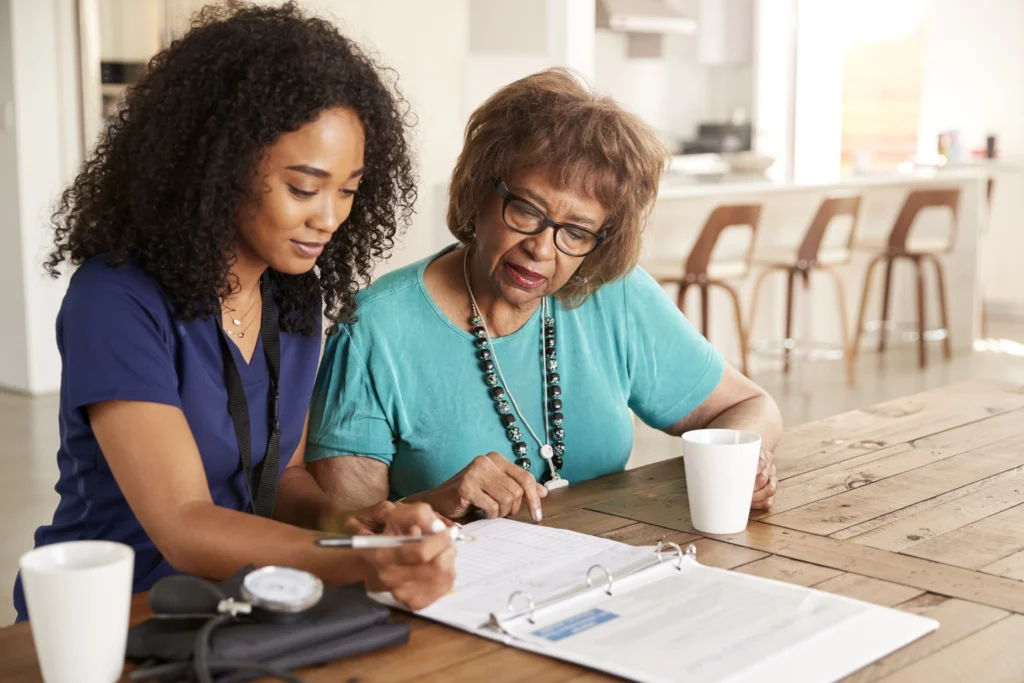 a woman doing documentation process for applying for medicare