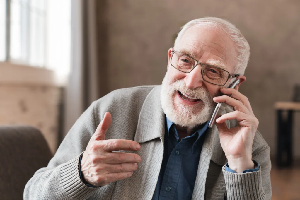 An old person calling to the doctors office.